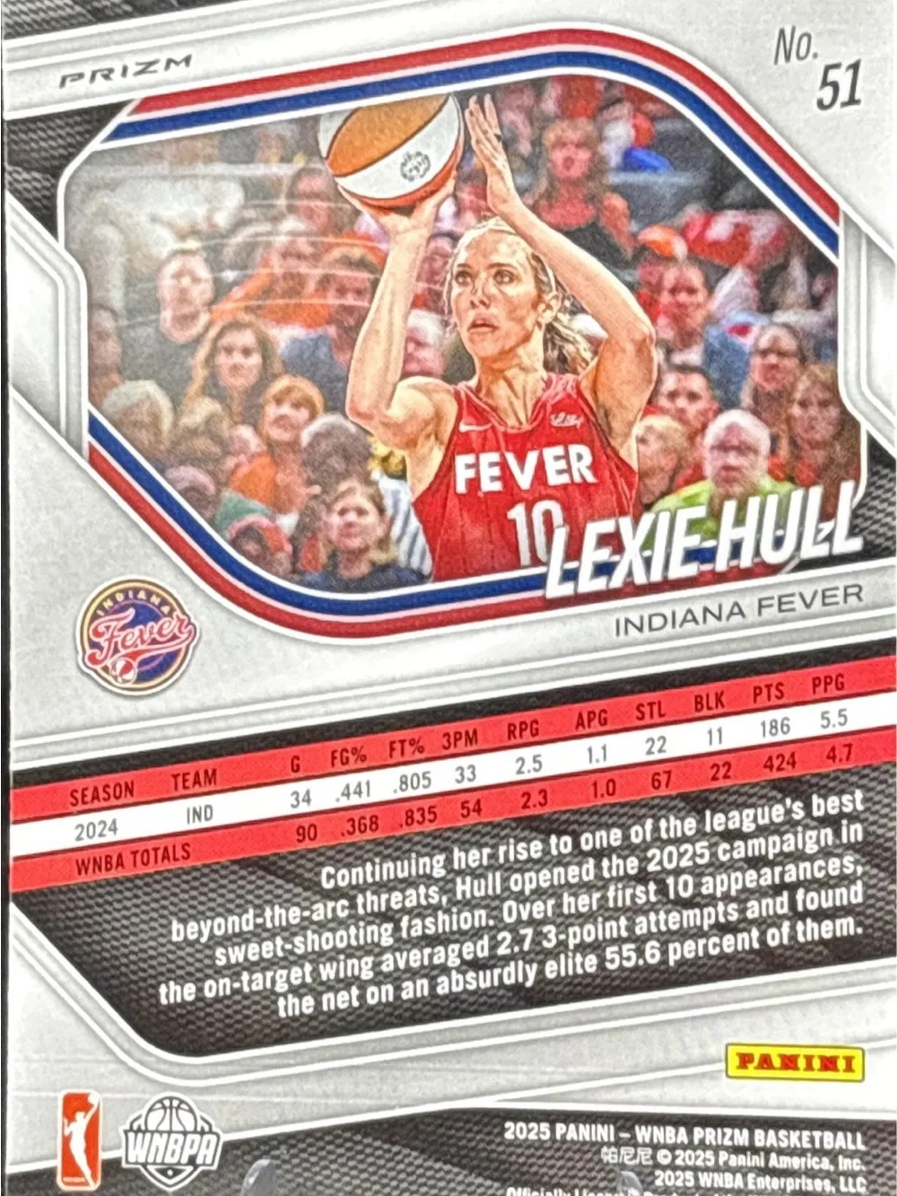 Panini Lexie Hull Indiana Fever  Basketball Trading Card - Refractor